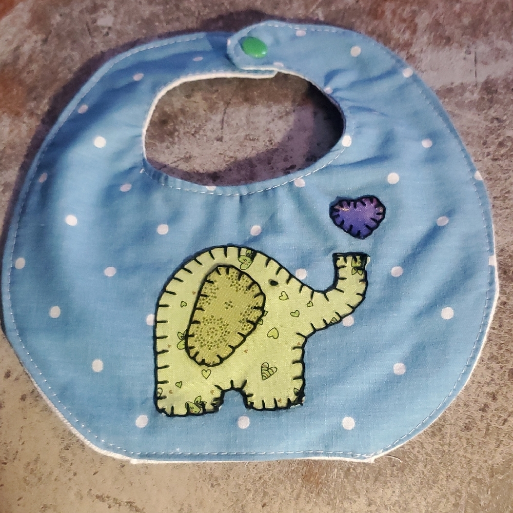 Polka Dot Elephant Baby Bib